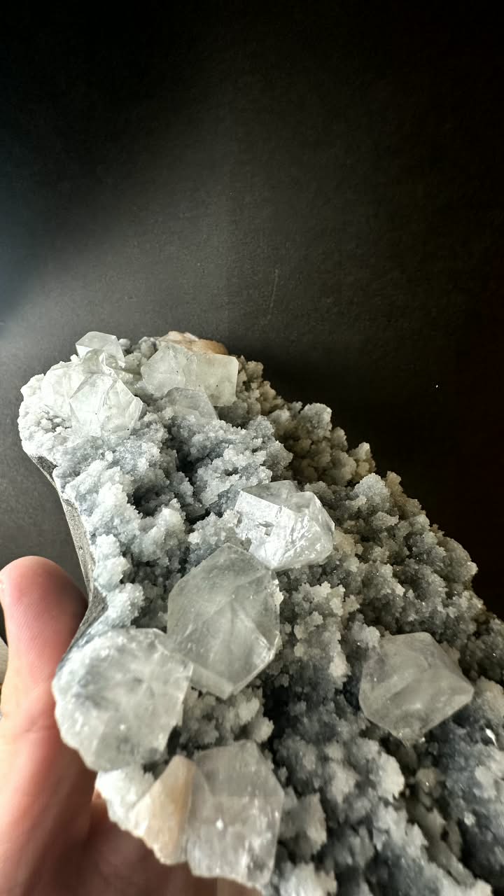 Cubic Apophyllite with Stilbite on Chalcedony, India - photo 4