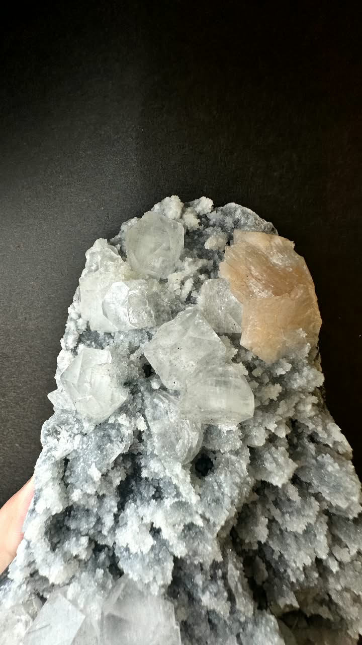 Cubic Apophyllite with Stilbite on Chalcedony, India - photo 5