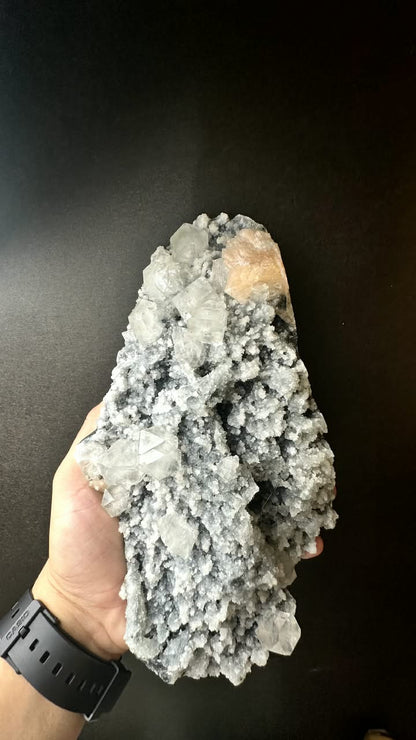 Cubic Apophyllite with Stilbite on Chalcedony, India - photo 8