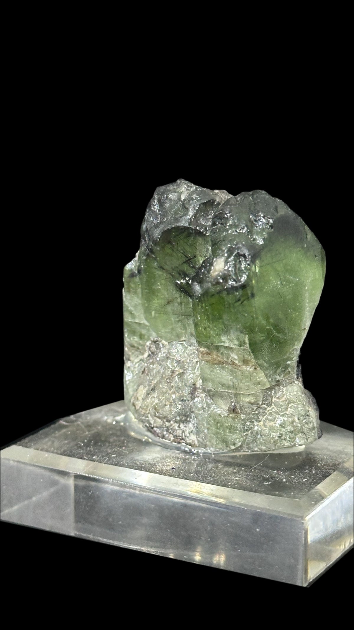 Peridot Crystal with Rutile and Magnetite Specimen
