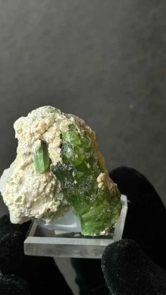 Bent Green Tourmaline on Matrix, Paprok - photo 1