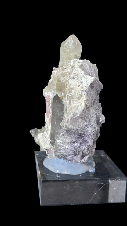 Pink Tourmaline on Lepidolite with Smoky Quartz – Afghanistan