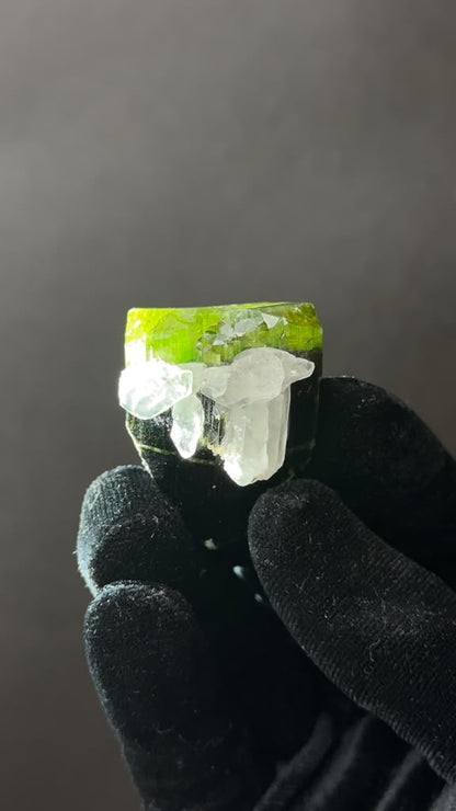 Green Tourmaline with Quartz, Heat Treated - photo 1