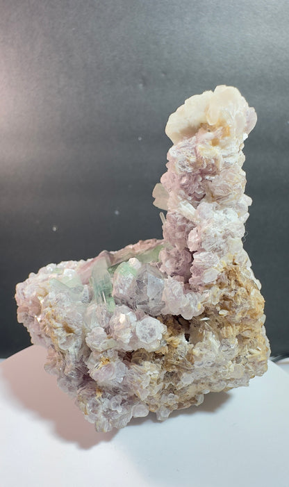 Natural Cotton Candy Tourmaline Duck-Shaped Specimen with Terminated Quartz Crystal on Matrix