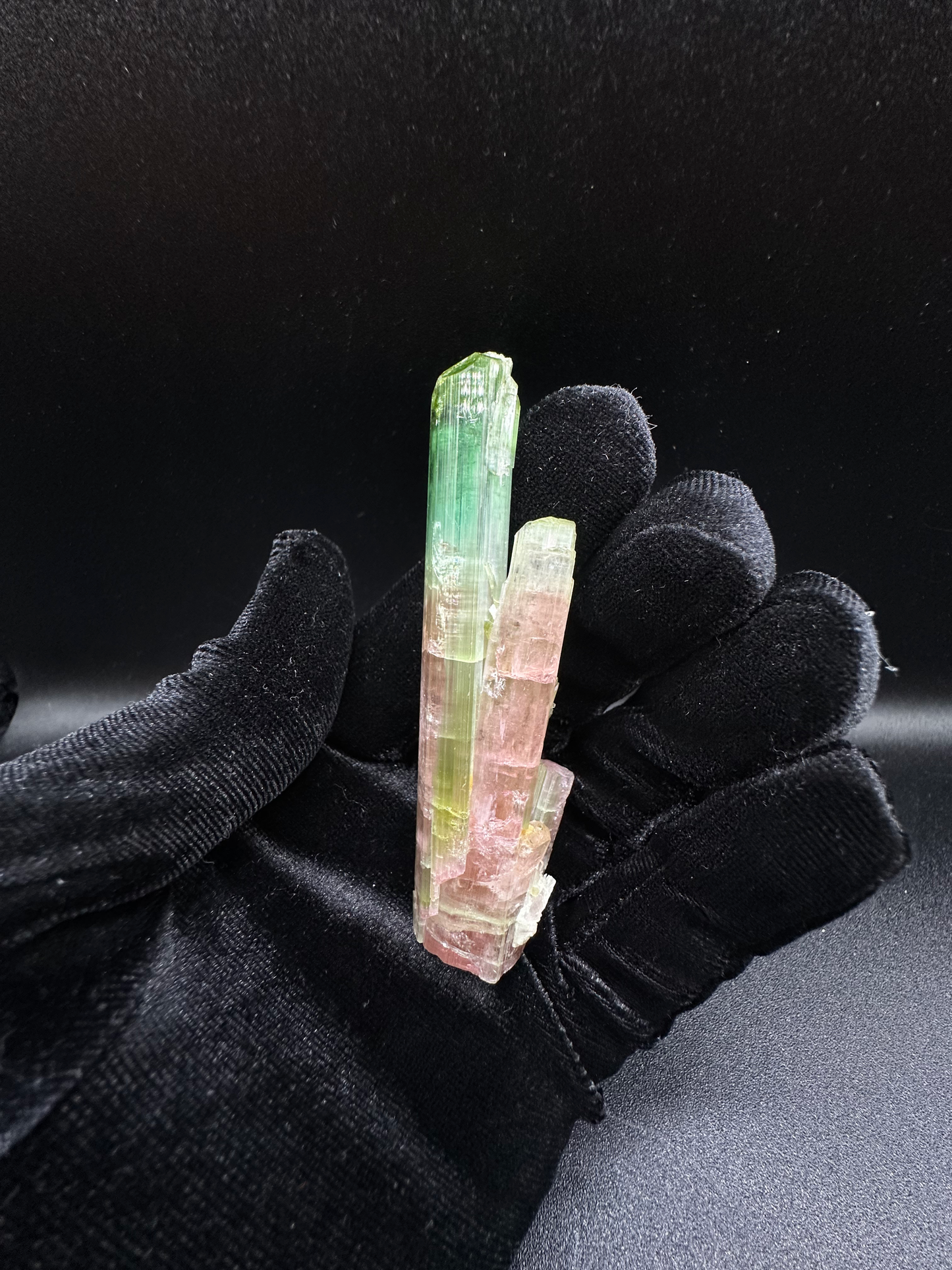 Natural Tri-Color Green & Peach Tourmaline Raw Crystal — Watermelon Tourmaline Prismatic Collector Specimen