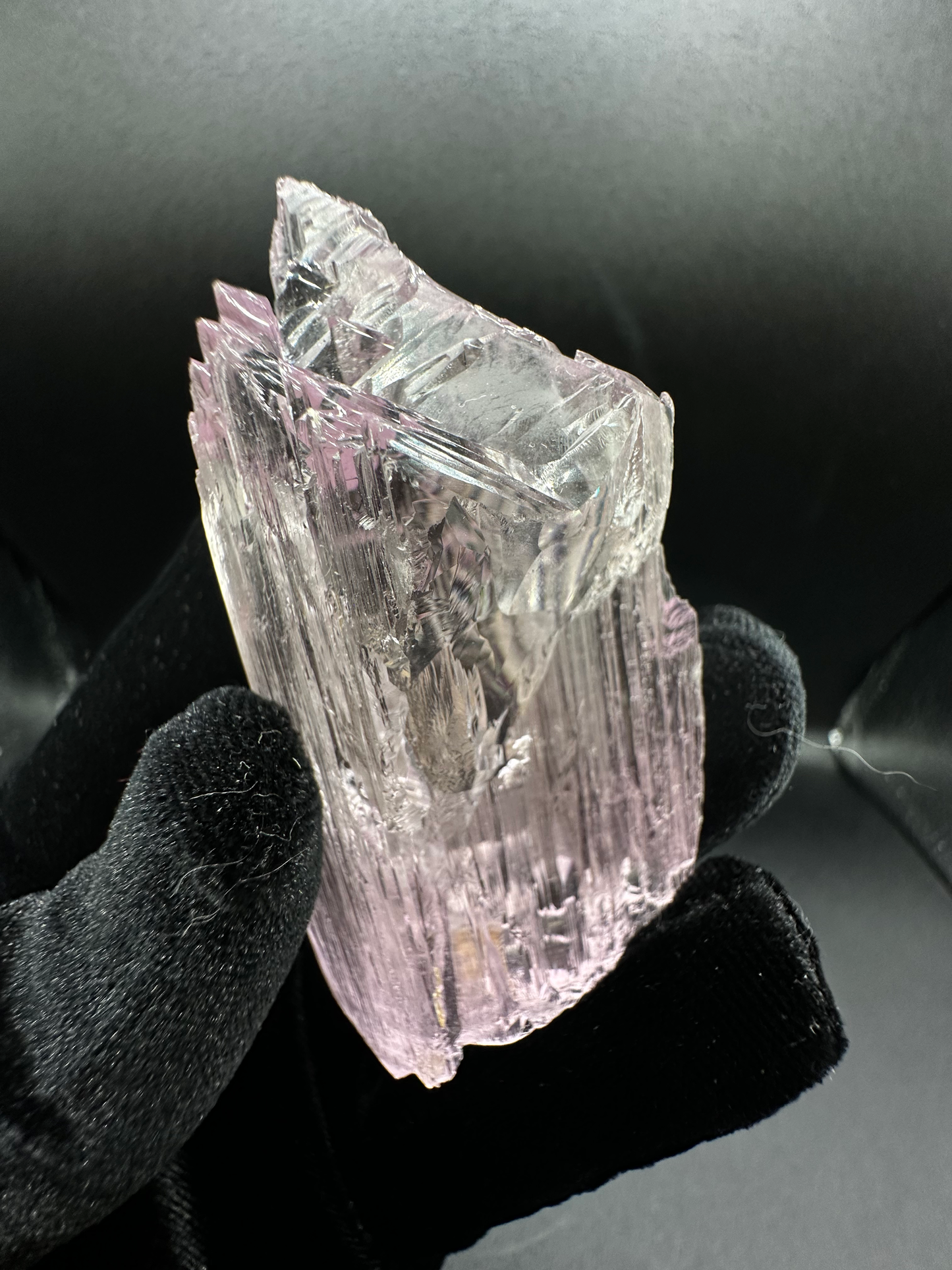 AAA+ double-terminated gemmy pink kunzite crystal with dramatic edgy multi-point crown and deep lilac-pink color — museum-grade raw spodumene collector specimen ethically sourced from Pakistan