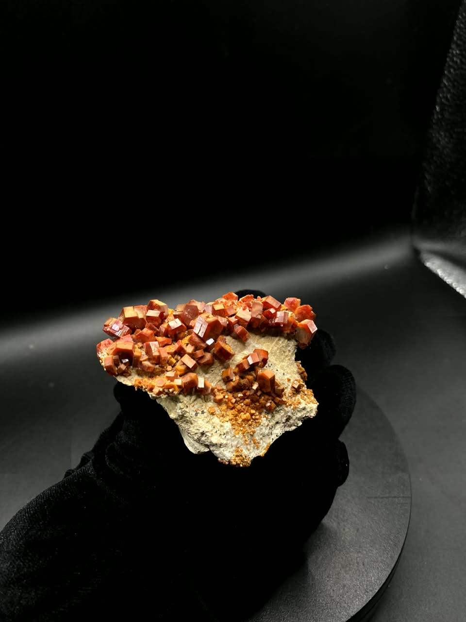 Vanadinite on Matrix from Morocco, Natural Red Orange Vanadinite Crystal