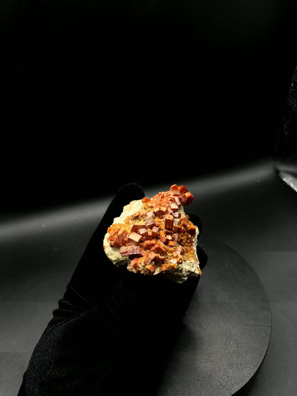 Vanadinite on Matrix from Morocco, Natural Red Orange Vanadinite Crystal