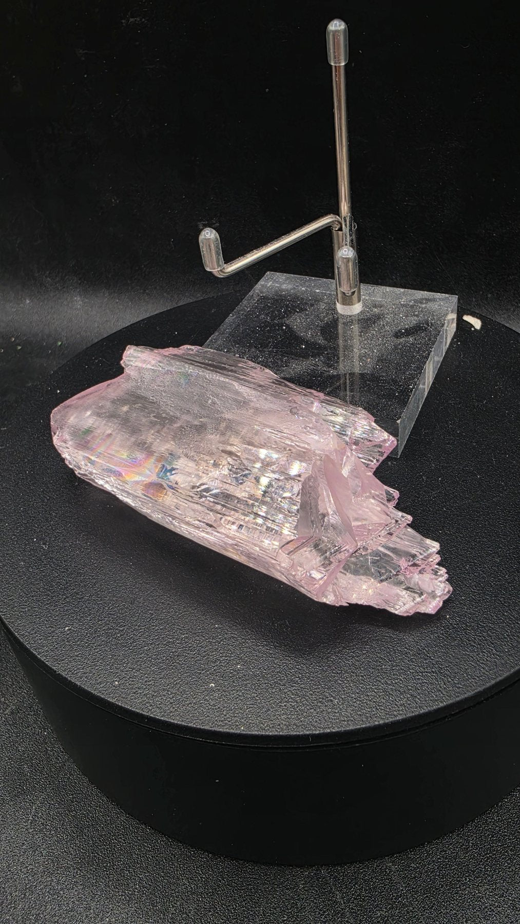 High-end collector bundle of imperial topaz with smoky quartz, aquamarine and rainbow kunzite, angled view