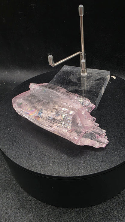 High-end collector bundle of imperial topaz with smoky quartz, aquamarine and rainbow kunzite, angled view