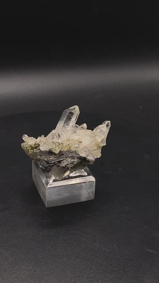 Quartz with Brookite, Natural Clear Crystal Cluster Specimen, view 2