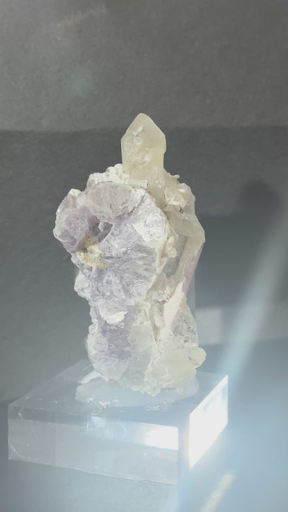 Pink Tourmaline on Lepidolite with Smoky Quartz – Afghanistan