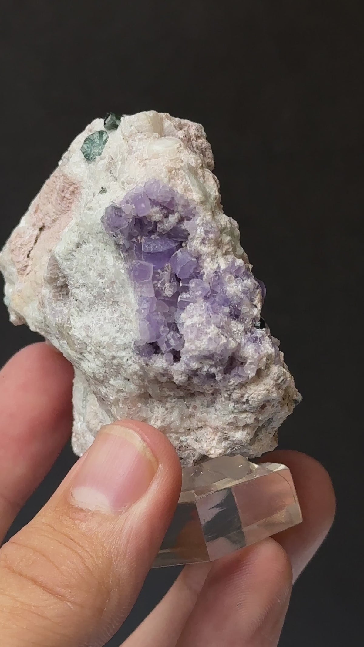 Purple Apatite with Blue Tourmaline, view 8
