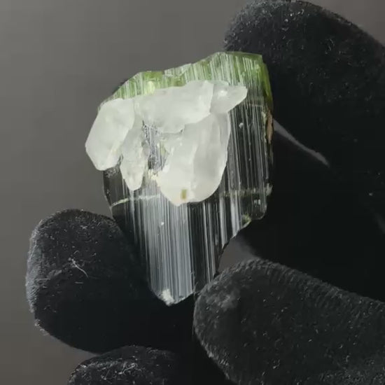 Green Tourmaline with Quartz, Heat Treated, view 14