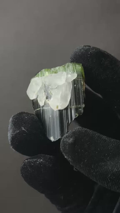 Green Tourmaline with Quartz, Heat Treated