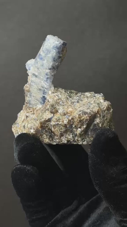 Blue Sapphire Crystal on Mica Matrix