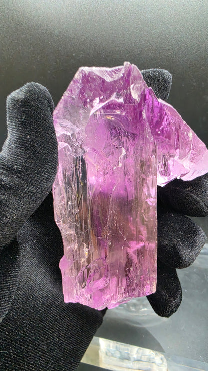 Large Loop-Clean Gemmy Kunzite Crystal — Deep Violet Pink Magenta AAA Collector Gem Specimen