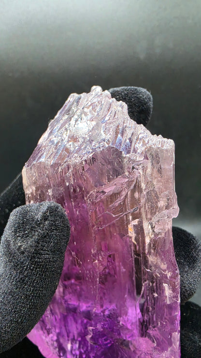 Large Loop-Clean Gemmy Kunzite Crystal — Deep Violet Pink Magenta AAA Collector Gem Specimen