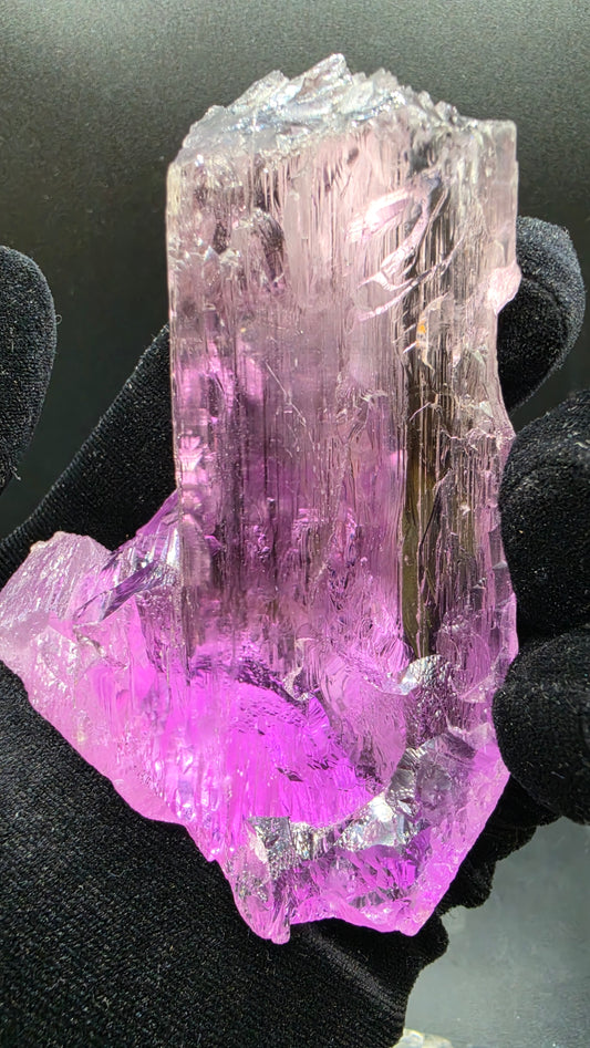Large Loop-Clean Gemmy Kunzite Crystal — Deep Violet Pink Magenta AAA Collector Gem Specimen